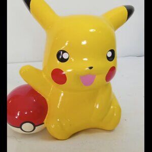Nintendo Ceramic Yellow Pokemon Pikachu 9" Collectible Coin Money Piggy Bank